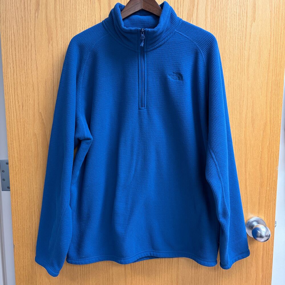 The North Face Blue 1/4 Zip Grid Fleece Pullover Gorpcore Cabincore Camping XL